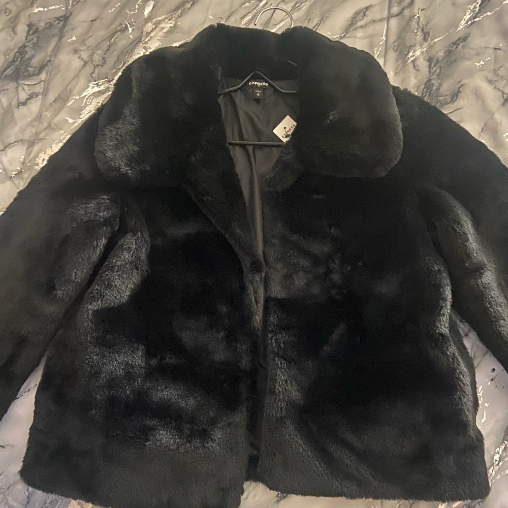 BLACK FAUX FUR JACKET